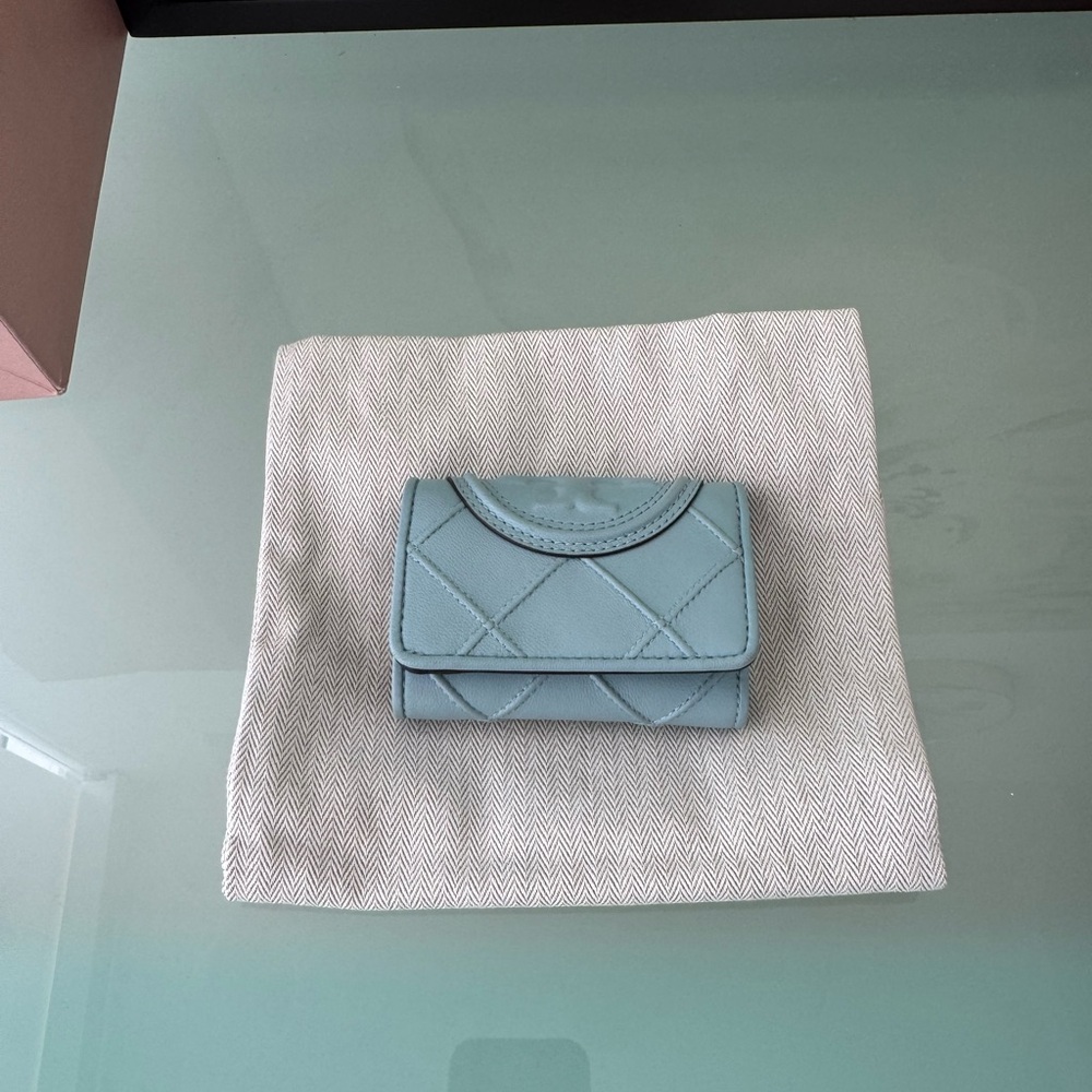 Tory Burch Light Blue Quilted Wallet
